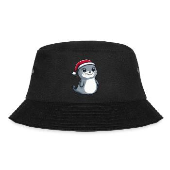 Robbe Tier Weihnachten Niedlich - Bucket Hat - Schwarz - Vorne - Lela (165cm)