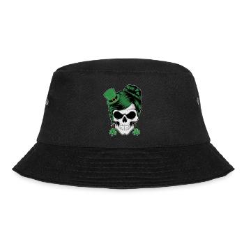 St. Patrick's Day Totenschädel mit grünen Haaren - Bucket Hat - Schwarz - Vorne - Lela (165cm)