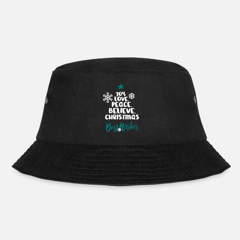 Joy Love Peace Believe Christmas - Bucket Hat - black
