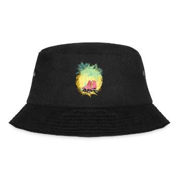 Sommer Sonne Palmen Urlaub - rosa Rollschuhe 60er - Bucket Hat - Schwarz - Vorne - Lela (165cm)