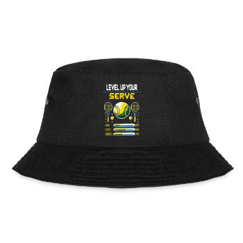 Kids Tennis Level Up your Serve Hoodie T-Shirt - Bucket Hat - black - Front - Lela (165cm)