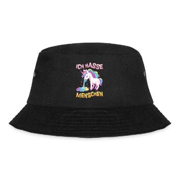 Ich Hasse Menschen Einhorn Kotzt Regenbogen Lustig - Bucket Hat - Schwarz - Vorne - Lela (165cm)