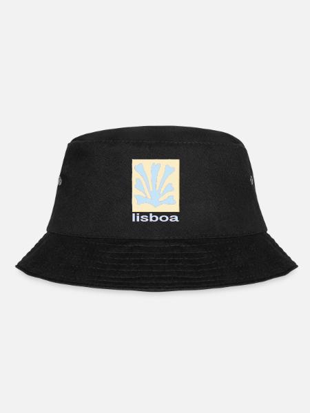 Lisboa Palmenblatt Blau Retro - Bucket Hat - Schwarz
