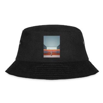 Frau im gestreiften Kleid wartet - Bucket Hat - Schwarz - Vorne - Lela (165cm)