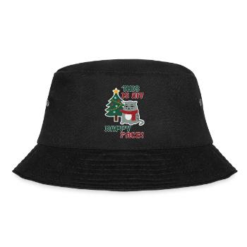 Cat Grumpy Christmas , this is my Happy Face - Bucket Hat - black - Front - Lela (165cm)
