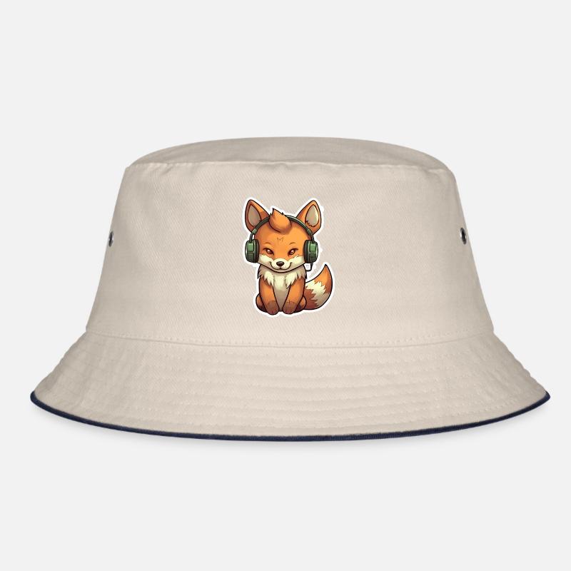 A cute fox playing video games Bucket Hat