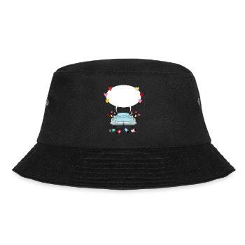 Voiture de mariage avec bulle de dialogue en turquoise - Bob - noir - Devant - Lela (165cm)