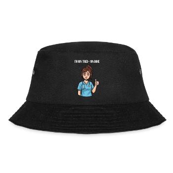 90% Tired, 10% Done - Pflegeheld Nurse - Bucket Hat - black - Front - Lela (165cm)