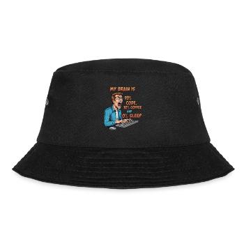 0% Schlaf: Code & Kaffee Power! - Bucket Hat - Schwarz - Vorne - Lela (165cm)