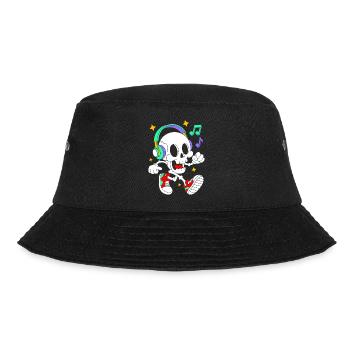 Music Loving Skeleton with Headphones - Bucket Hat - black - Front - Lela (165cm)