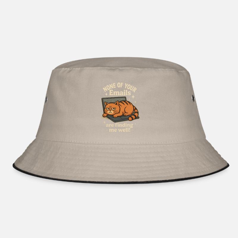 Cat on Laptop Email Saying Bucket Hat