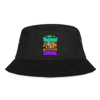 Einschulung Bagger Schulkind - Bucket Hat - Schwarz - Vorne - Lela (165cm)