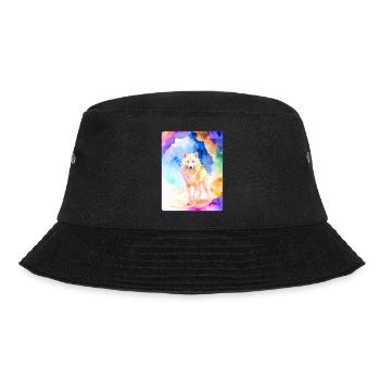 White wolf in front of colorful cave - Bucket Hat - black - Front - Lela (165cm)