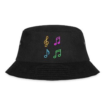 Neon Musiknoten – Music Vibes - Bucket Hat - Schwarz - Vorne - Lela (165cm)