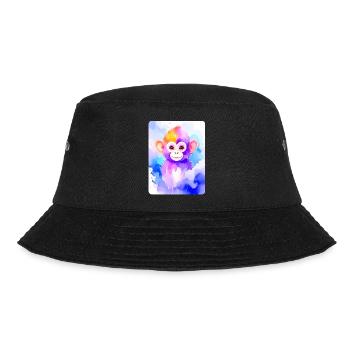 Little Monkey (Portrait) (Purple Watercolor) - Bucket Hat - black - Front - Lela (165cm)