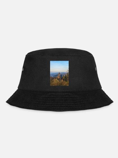 Drachenburg Castle on the slope in the evening light - Bucket Hat - black