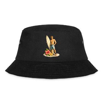 Surfer with board on tropical beach - Bucket Hat - black - Front - Lela (165cm)