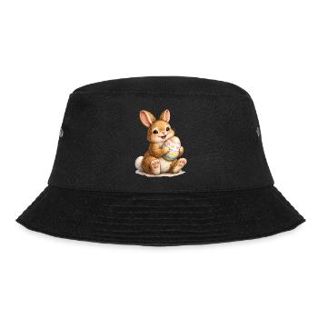 Häschen mit Osterei Illustration - Bucket Hat - Schwarz - Vorne - Lela (165cm)