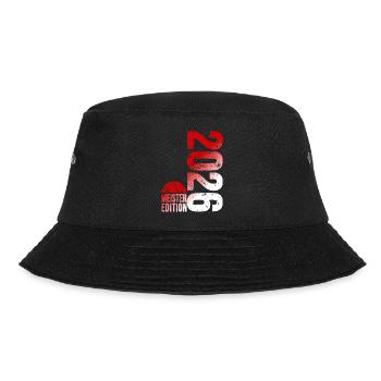 Basketball Meister Edition 2026 in rot und weiß - Bucket Hat - Schwarz - Vorne - Lela (165cm)