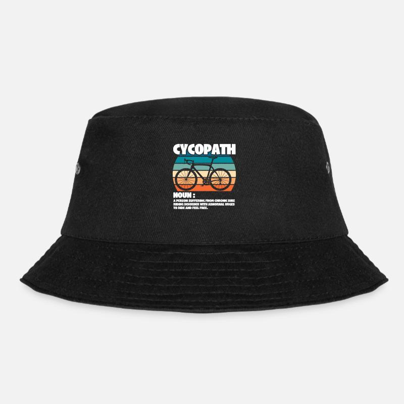 Cycling Cyclist Cycopath Noun - Bucket Hat - black