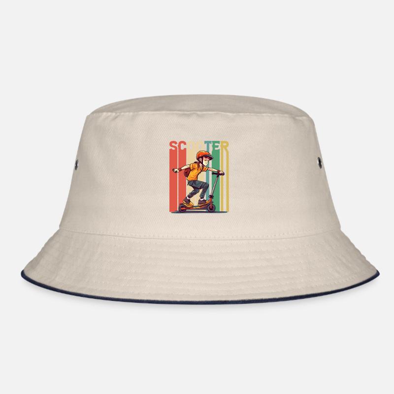 Scootering Boy Retro Vintage Bucket Hat