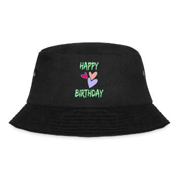 BIRTHDAY. HAPPY BIRTHDAY. HAPPY BIRTHDAY. - Bucket Hat - black - Front - Lela (165cm)