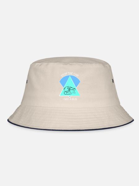 Bus Busfahrer Schulbus Autobus Busfahrerin - Bucket Hat - Natur/Navy - Vorne