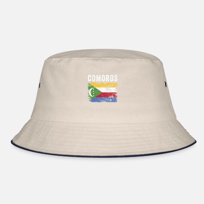 Comoros Flag Distressed - Comoran Flag Bucket Hat