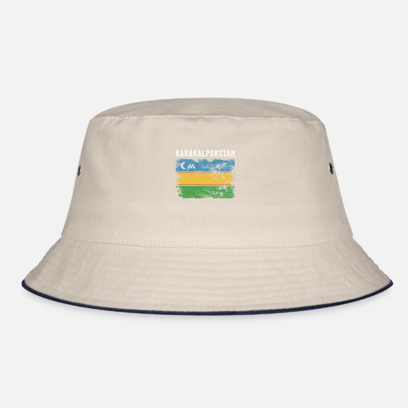 Karakalpakstan Flag Distressed Bucket Hat