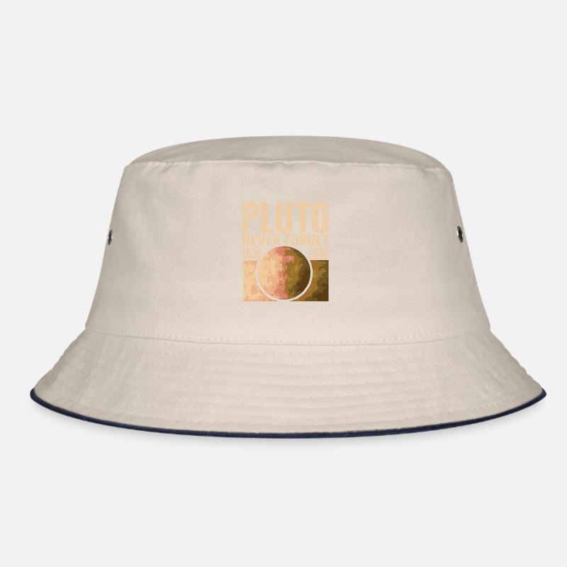 Never Forget Pluto Design Retro Style Funny Space Bucket Hat