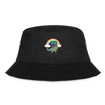 Dabbing Einhorn Reiten T Rex Jungen Mädchen Halloween - Bucket Hat - Schwarz - Vorne - Lela (165cm)