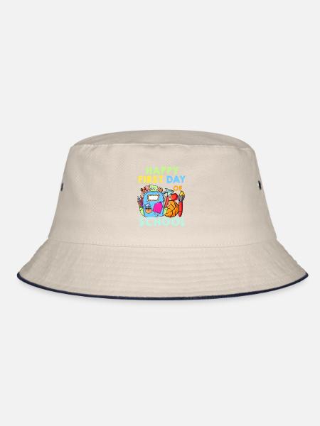 Happy First Day Of School - Bucket Hat - ecru/navy - Front
