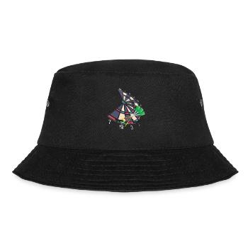 Dartscheibe mit Pfeilen, im Vintage Polygon Design - Bucket Hat - Schwarz - Vorne - Lela (165cm)