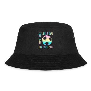 Ich weiß, dass ich wie ein Mädchen spiele, das versucht, lustig zu bleiben - Bucket Hat - Schwarz - Vorne - Lela (165cm)