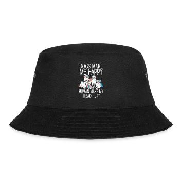 Dogs Make Me Happy Human Make My Head Hurt Doglove - Bucket Hat - black - Front - Lela (165cm)