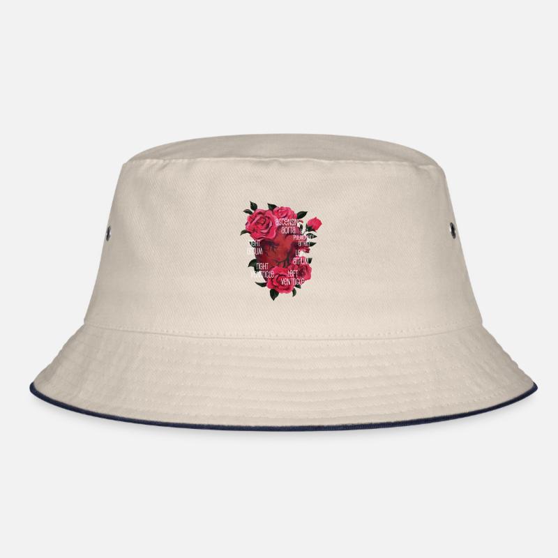 Anatomisches Herz und Blumen Bucket Hat