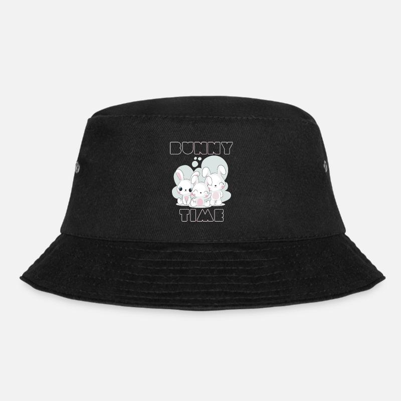 Bunny Time Rabbit Rabbits Funny Graphic - Bucket Hat - black