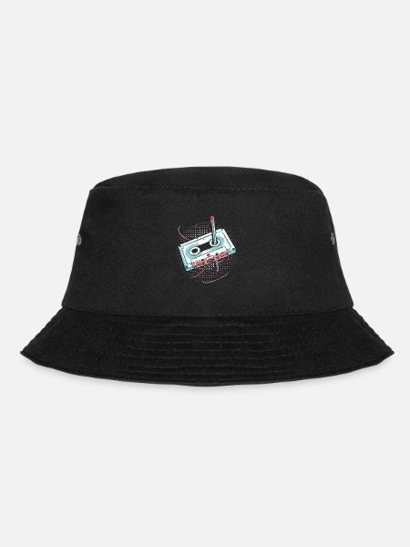 80er Jahre Kassette 1990er Bleistift Wickelkassette - Bucket Hat - Schwarz