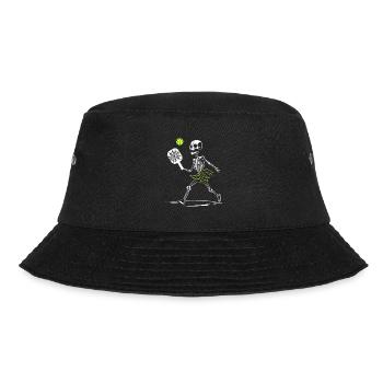Gruselige Pickleball Skelett Halloween Damen - Bucket Hat - Schwarz - Vorne - Lela (165cm)