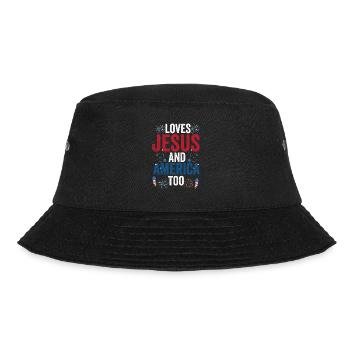 Loves Jesus and America Too God Christian - Bucket Hat - black - Front - Lela (165cm)