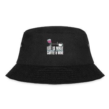 Kaffee Cafe Witzig Kaffee Wein - Bucket Hat - Schwarz - Vorne - Lela (165cm)