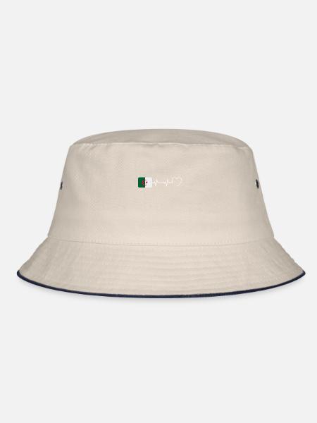 Heartbeat Algeria Man Algerian Humor - Bucket Hat - ecru/navy - Front