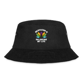 Meditation balanciert mein Leben aus - Bucket Hat - Schwarz - Vorne - Lela (165cm)