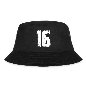 16 Zahl Vintage - Bucket Hat - Schwarz - Vorne - Lela (165cm)