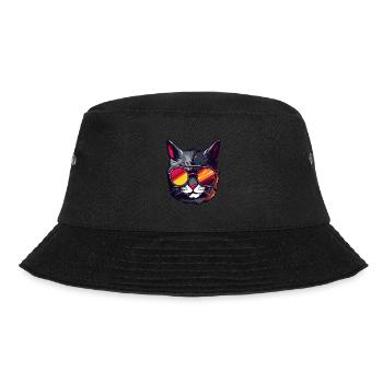 Katze Symbol Kopf Porträt Cool - Bucket Hat - Schwarz - Vorne - Lela (165cm)