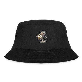 Pelikan Vogel Bier Lustig - Bucket Hat - Schwarz - Vorne - Lela (165cm)