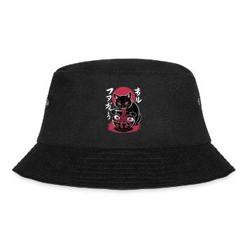 Kawaii Katze Ramen Nudeln Anime Katze - Bucket Hat - Schwarz - Vorne - Lela (165cm)