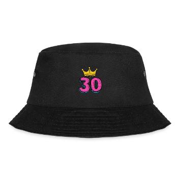 30 Zahl Krone - Bucket Hat - Schwarz - Vorne - Lela (165cm)