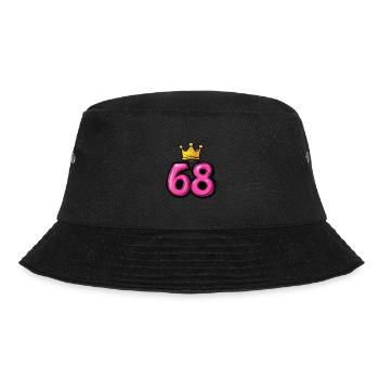 68 Zahl Krone - Bucket Hat - Schwarz - Vorne - Lela (165cm)