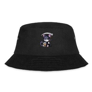 Grim Reaper Anime Cat Cherry Blossom - Bucket Hat - black - Front - Lela (165cm)